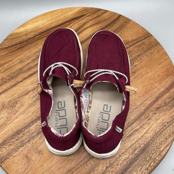 Hey Dude Wendy Shoes Womens Size 9 Red Merlot Casual Comfort Loafer Walking - Picture 5 of 8